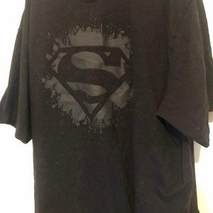 Superman Shield S Silver On Black T Shirt DC Comic